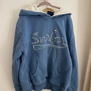 Mini Boden distressed faded blue hoodie